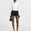 The pleated knit shorts