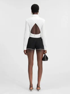 The pleated knit shorts