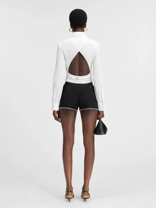 The pleated knit shorts